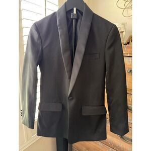 Andrew Fezza Boys Black Tuxedo Jacket Satin Shawl Lapel Formal Blazer Boys 14R